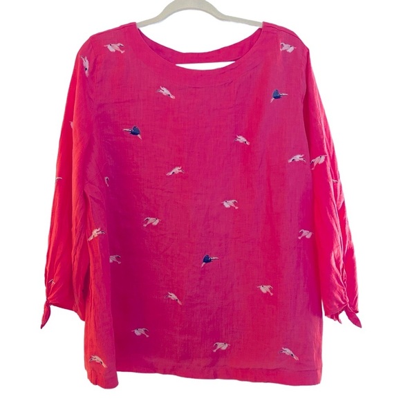 Charter Club Tops - Charter Club Luxury Women's 100% Linen Flight Pattern Blouse in magenta XL